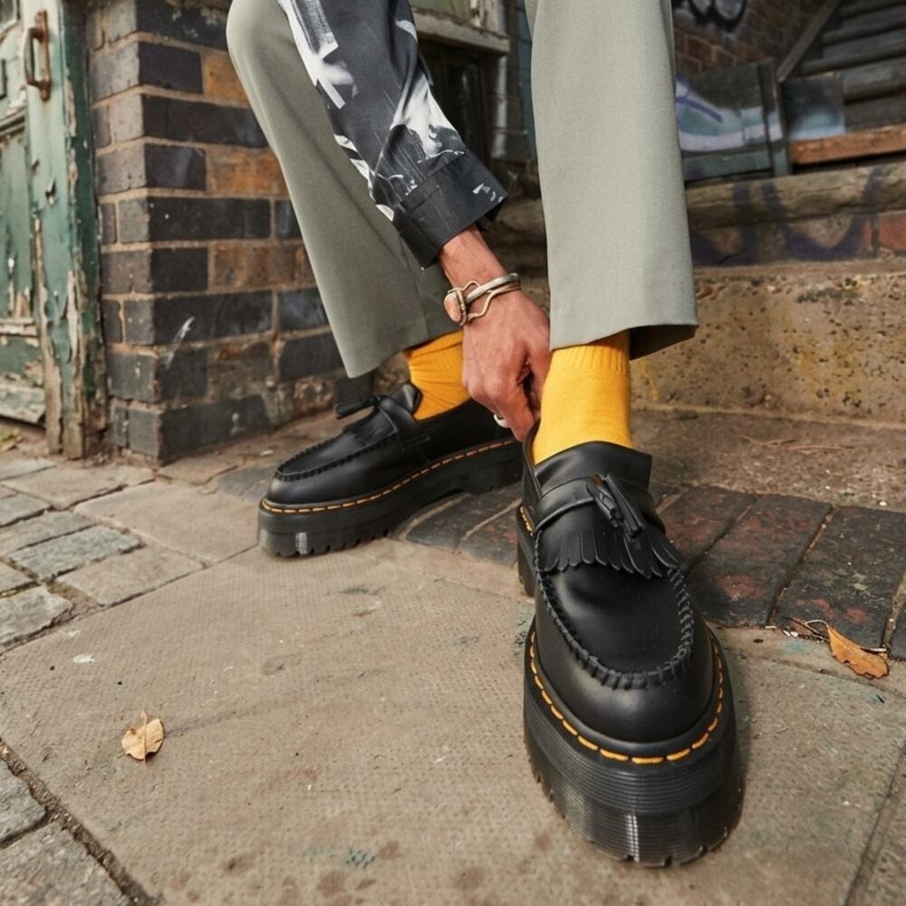 Dr. Martens Adrian Quad Leather Platform Tassel Loafers 8/6